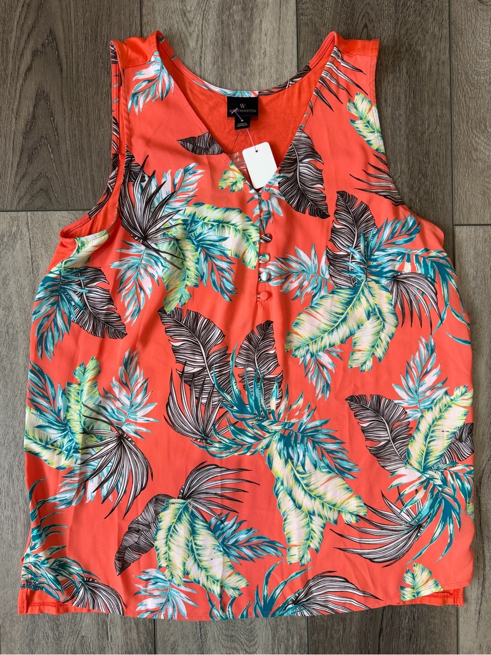 🆕 Worthington Coral Tropical Leaf Tank Top (M)